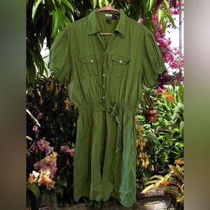 Chesley Olive Green Midi Dress